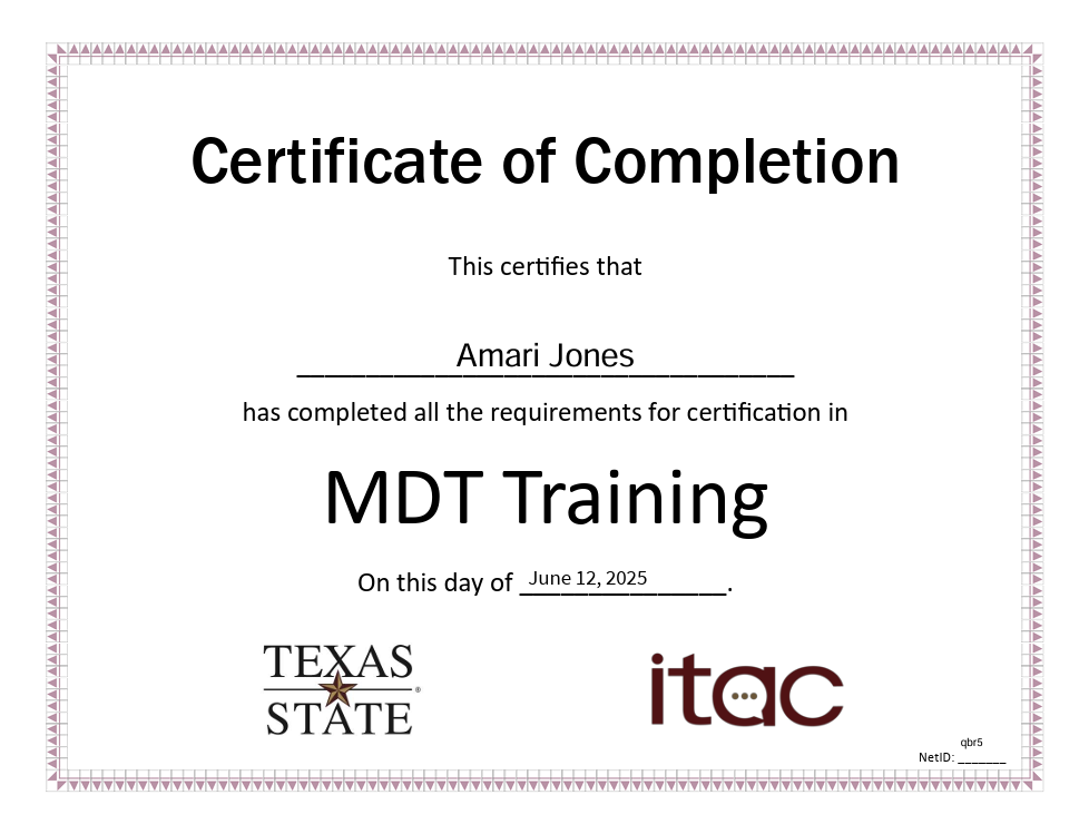 Microsoft Deployment Toolkit Training Completion Certification