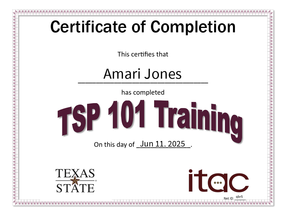 Technical Support Person 101 Completion Certification